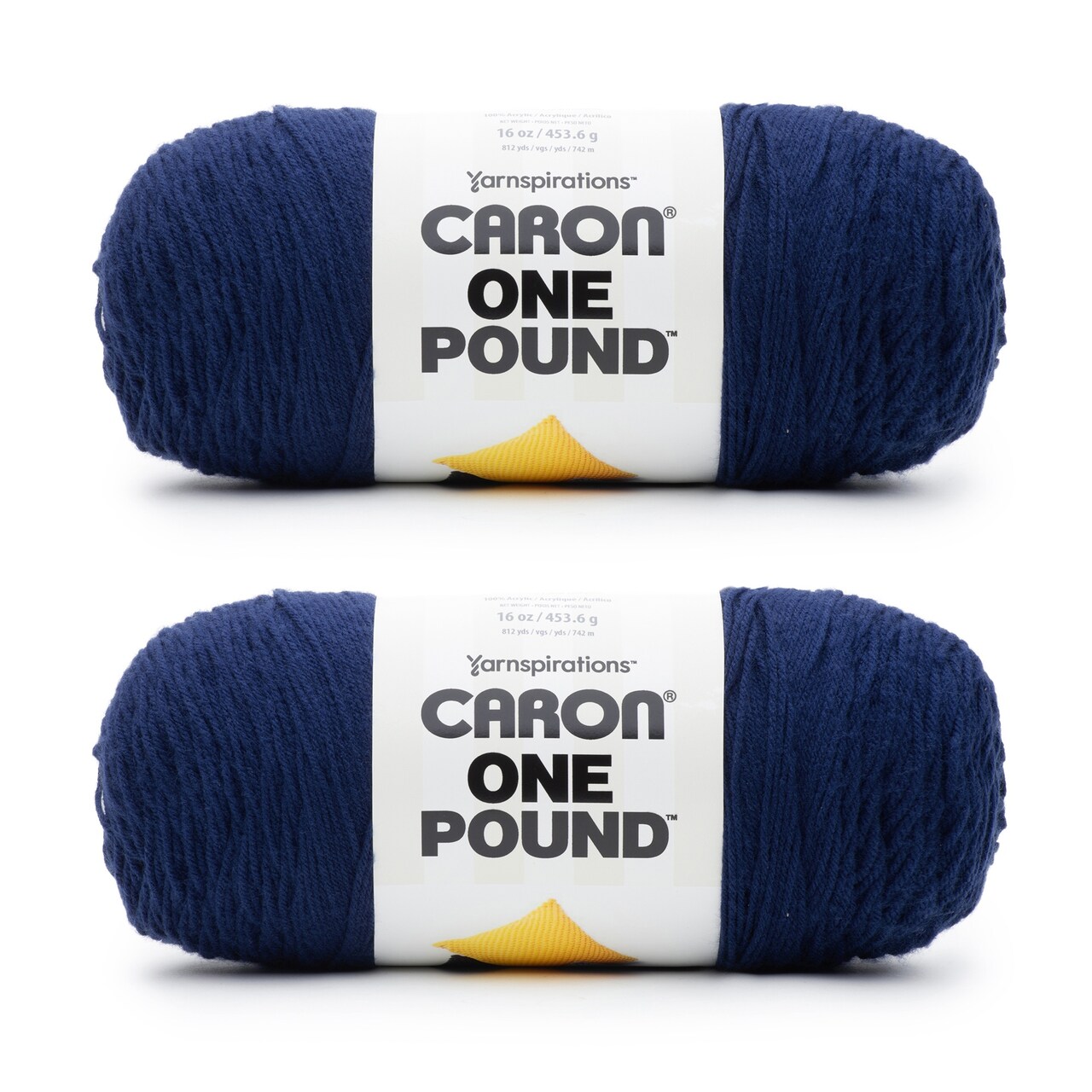 Caron One Pound Midnight Blue Yarn - 2 Pack of 454g/16oz - Acrylic - 4 Medium (Worsted) - 812 Yards - Knitting/Crochet